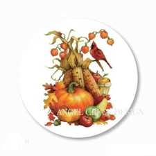 Fall Pumpkin Autumn Favors Scrapbook Stickers Round Envelope Seals Labels