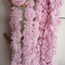 3D Floral Rose Chiffon Trim Ribbon Straps Edge DIY Sewing Craft Wedding Dress