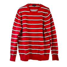 Brooks Brothers Supima Cotton Crewneck Sweater Men L Red Striped Long Sleeve