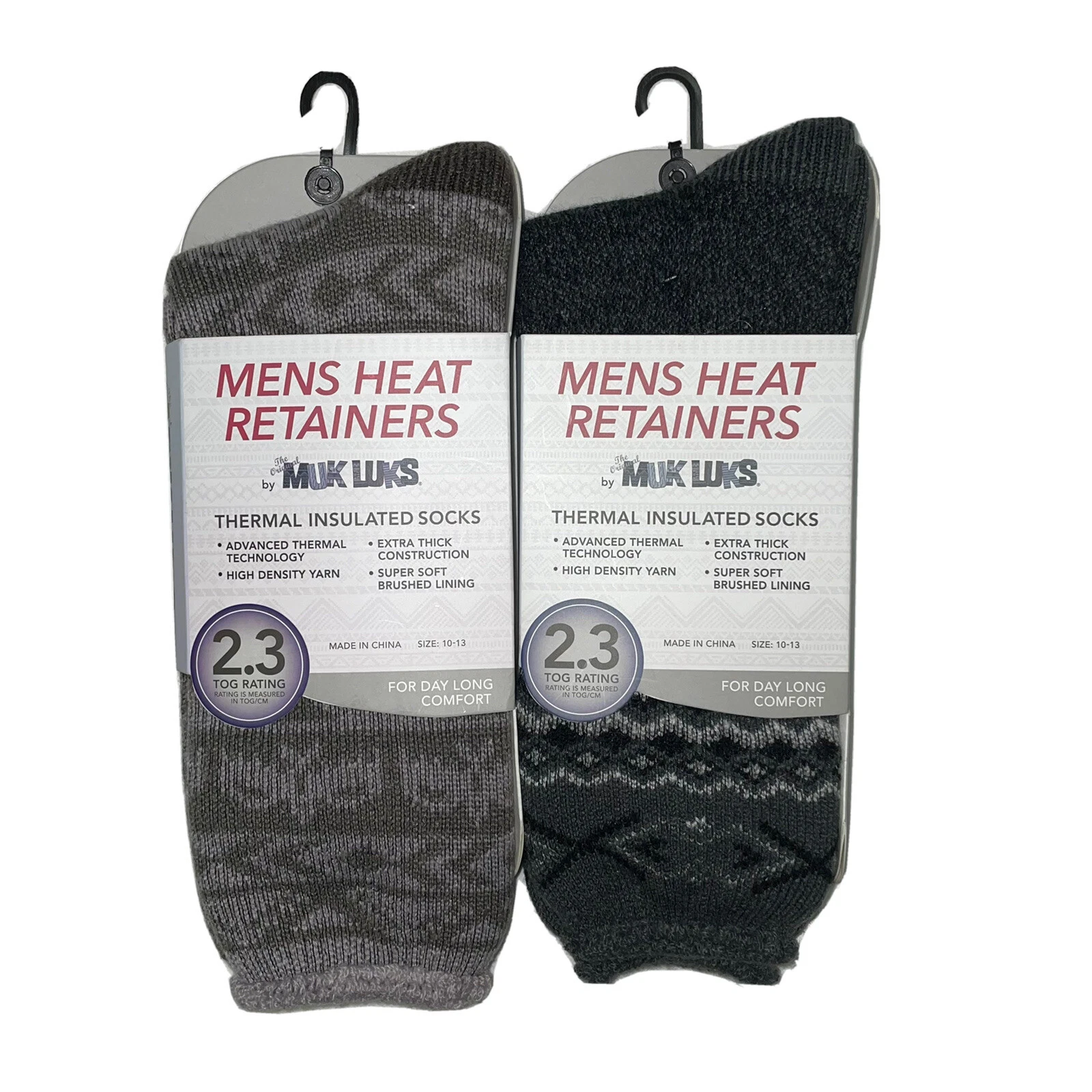 Muk Luks Heat Retainers Mens Winter Thermal Insulated Socks 2 Pairs Size 10-13