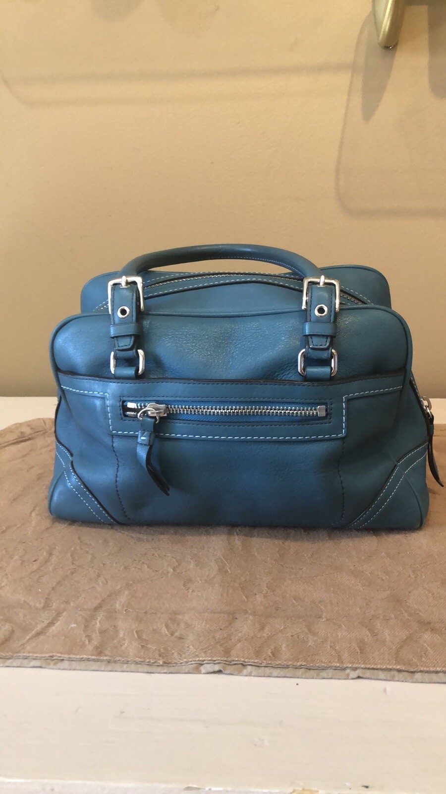 Vintage Coach green leather Dr. bag Gem