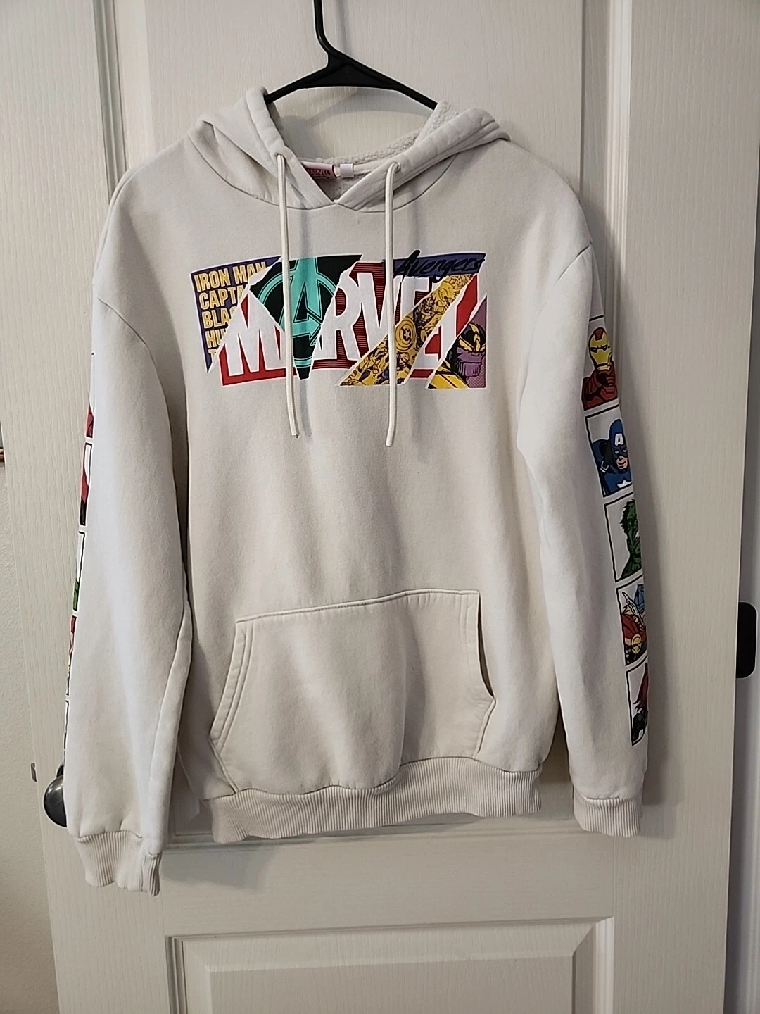 OFF WHITE Felpa con cappuccio MARVEL PRESENT taglia S Marvel Supereroi! Crema Avorio