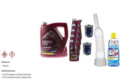 9L MANNOL Motoröl SAE 10W-60 RACING+ESTER inkl. Additiv Auslaufschlauch