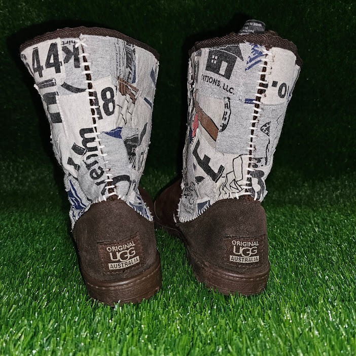 Ugg Boots Men 10 brown Patchwork DIY Upcycle poli… - image 3