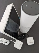  Amazon White Echo Show and Echo  1st Gen Alexa and 5MP Video Calling Camera 