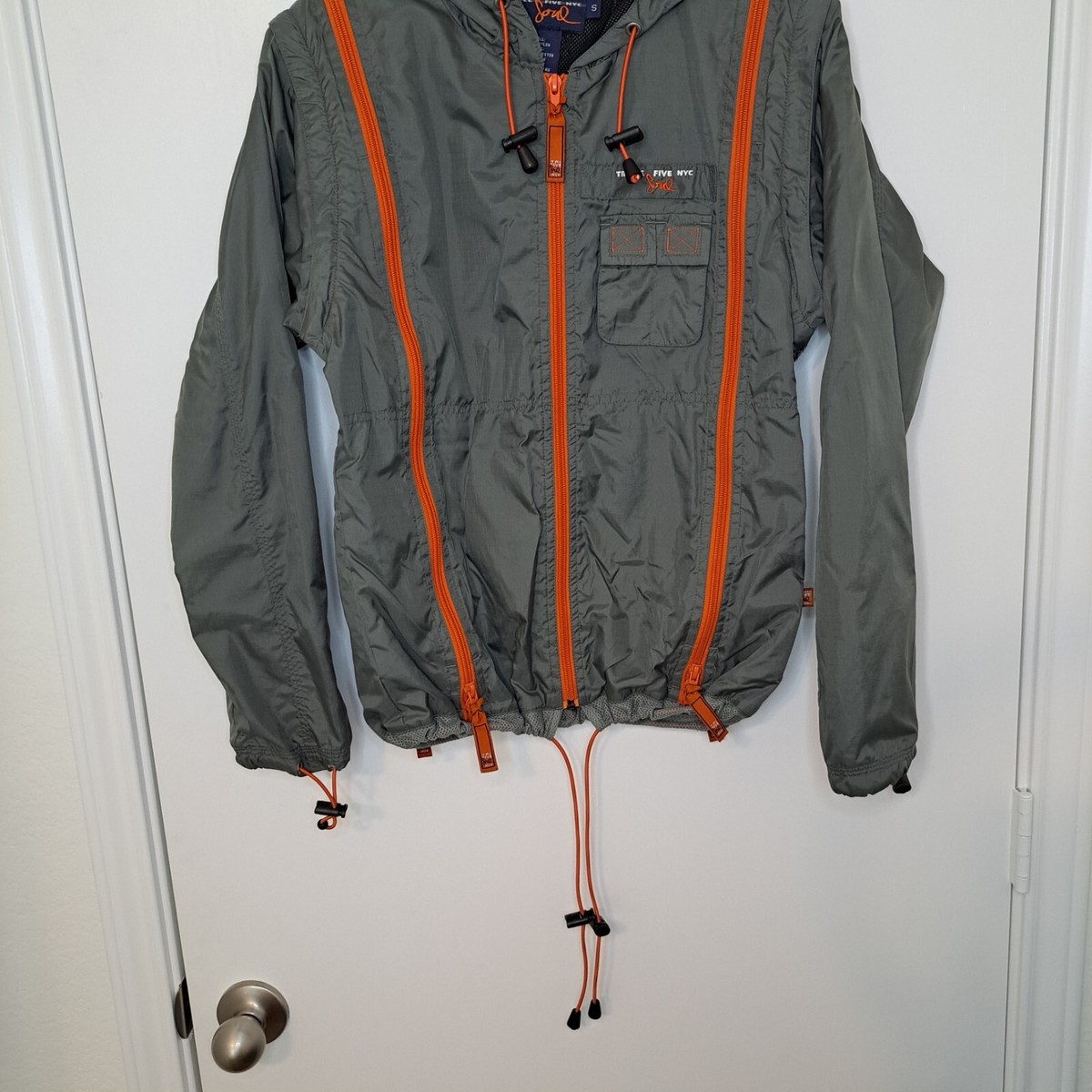 Triple 5 Soul NYC Men's S Gray Orange Multiple Zipper Windbreaker Jacket Vintage Triple 5 Soul NYC Men's S Gray Orange Multiple Zipper Windbreaker Jacket Vintage