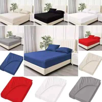 BLUEMOON BEDDING SMALL DOUBLE Fitted Sheet 4FT/Double Bed Mattress Cover Soft Polycotton 26color