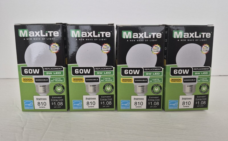 4 MaxLite 60-Watt Frosted White Dimmable Warm White A19 LED Bulbs E26 Base 3000K