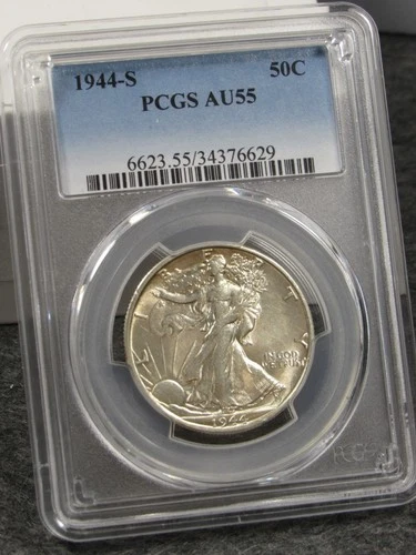 1944 S Walking Liberty half dollar PCGS AU 55 (76629)
