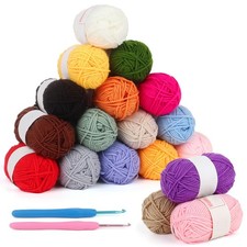 25gx18 Colors Crochet Pack with Hooks 3mm 4mm , 1377yd Acrylic Yarn for Anim...