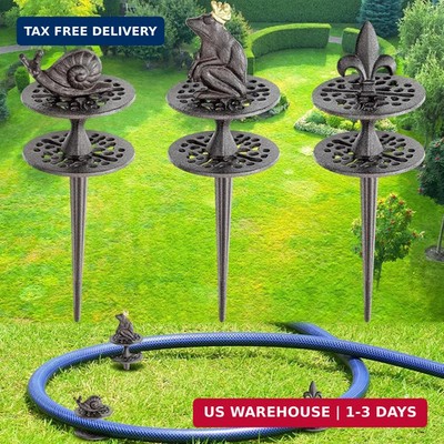 Briwooody 3 Pcs Garden Hose Guide Set Stakes Heavy Duty Cast Iron Water Hose Gui