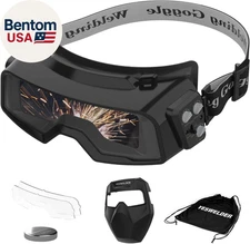 True Color Auto Darkening Welding Goggles, Wide Shade Range 4/5-9/9-13 with Grin