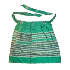 Vintage Waist Apron with Pocket and Tie Green Retro Pattern Spots Flowers