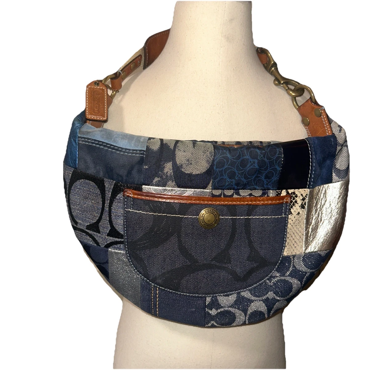 Coach Patchwork Denim Exterior Shoulder Bags Bags & Handbags for