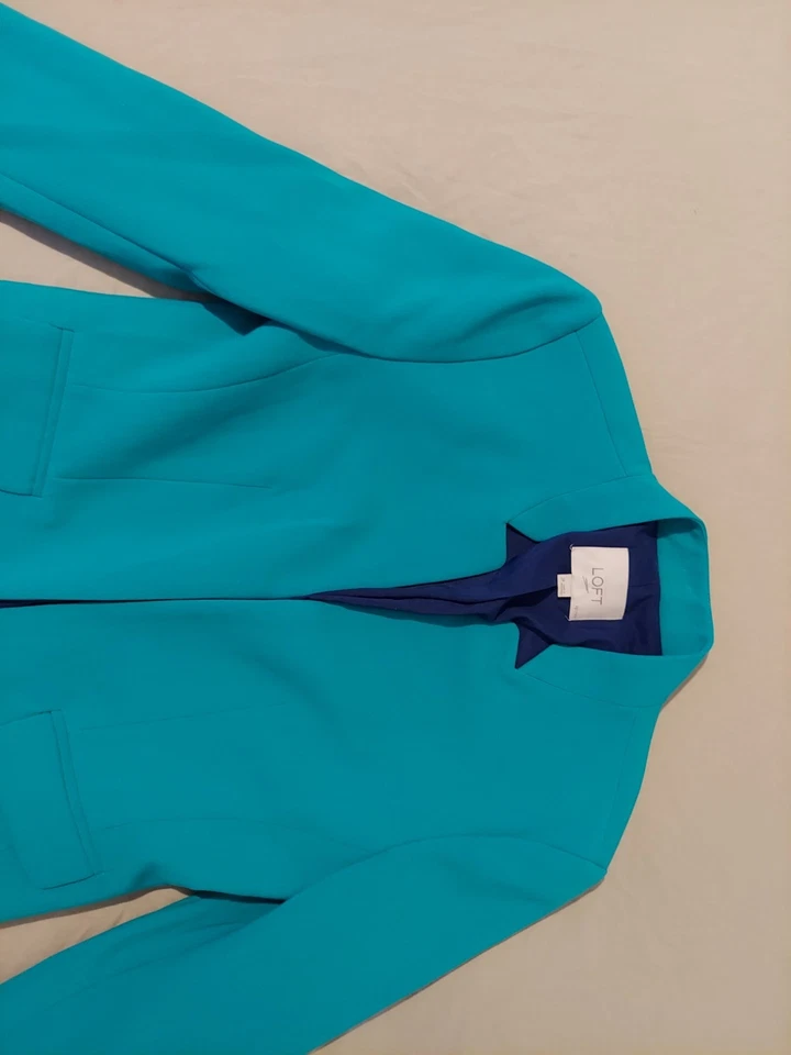 Womens Ann Taylor Jacket Blazer 2P Petite Blue - Image 2 of 4