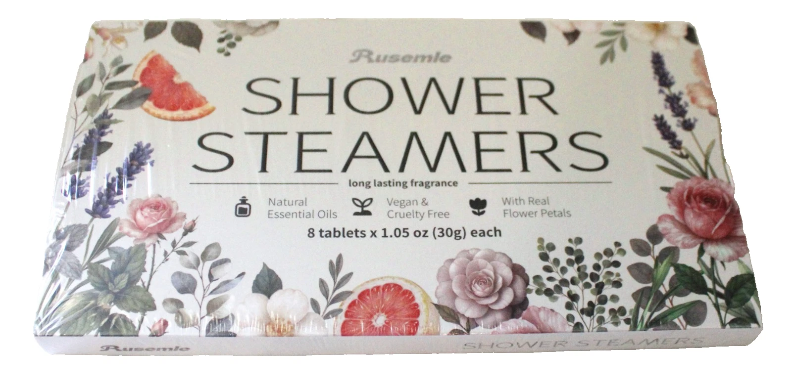 NEW SHOWER STEAMERS AROMATHERAPY ESSENTIAL OILS VEGAN FREE REAL FLOWERS 8 TABLET