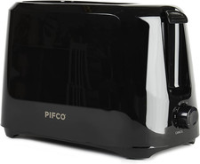 PIFCO® Black Toaster 2 Slice - 700W - 6 Browning Controls & Anti-Jam Function -