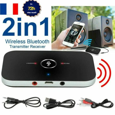 Émetteur et récepteur Bluetooth 2 en 1 Adaptateur audio sans fil Aux 3,5 mm FR - Photo 1/3
