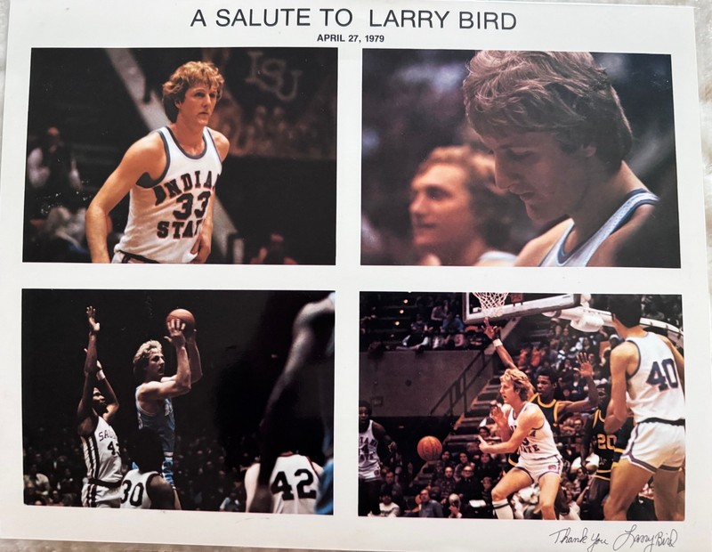 Rare laminated  11x14 inch 4/27/79 Salute to Larry Bird Indiana State Tribute
