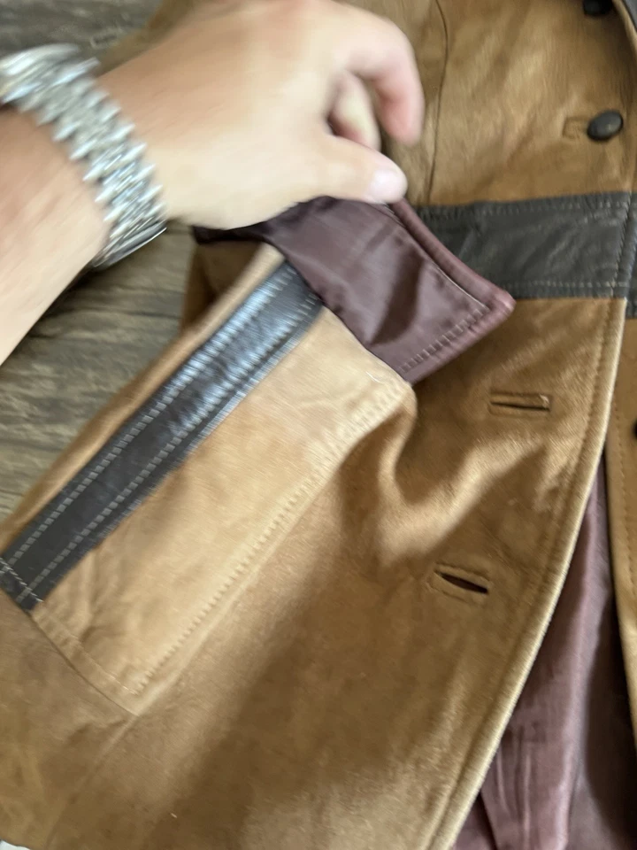 Винтажный кожи и замши пальто размер 16 красивый - Изображение 3 из 4