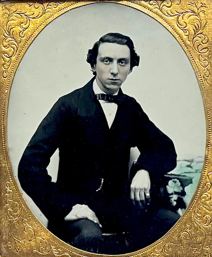 1/6 Plate Tinted Ambrotype - Young Man - British Photographer - Full Union Case