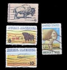 US Stamps Scott 1392 1423 1504 1506 American Bison Wool Wildlife Conservation