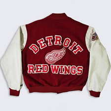 Detroit Red Wings Vintage 80s Chalk Line Varsity Jacket - NHL Hockey