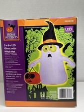 Home Accents LED Ghost with Witch Hat Halloween Inflatable