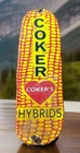 Vintage 12” X 4” Coker Hybrids Corn Seed Porcelain Enamel Metal Farm Dealer Sign