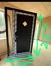 REHAU uPVC Front Entrance Door with Sidelite Glazed Frosted 225x125 grey/White
