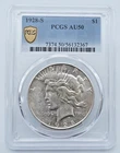 1928-S Peace Silver Dollar PCGS AU50 Gold Shield Label - T382
