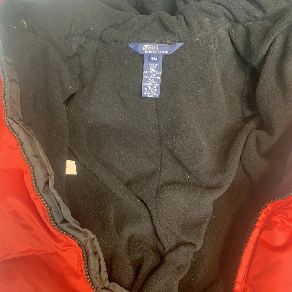 Polo Ralph Lauren Snowsuit Size 9m Down Filled One Piece Hooded Winter Full Zip - Image 4 of 4