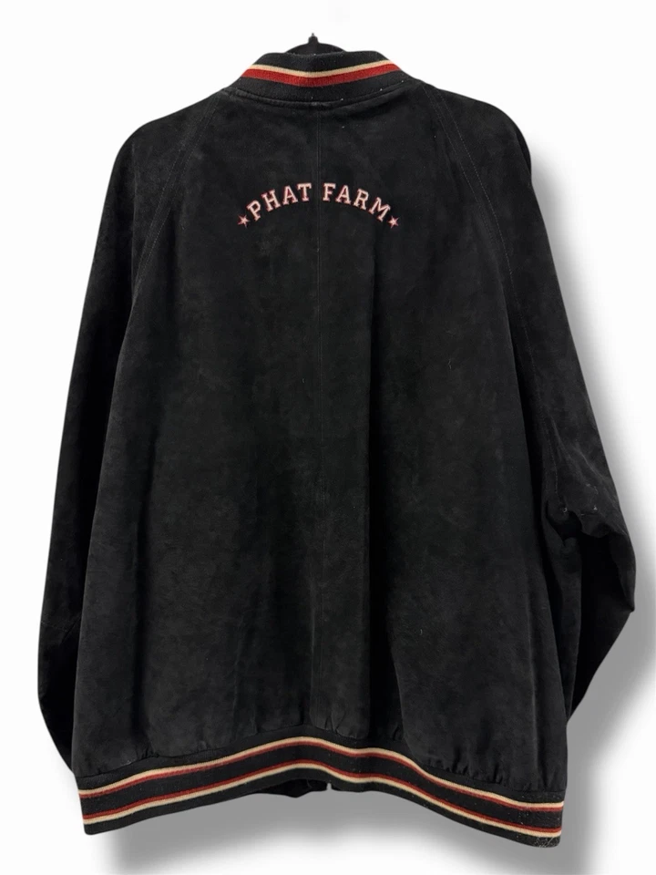 Vintage 90s Y2K 2000s Phat Farm Full Zip Leather Jacket Mens 3XL Hip Hop Varsity - Image 2 of 4
