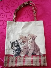 robuster Stoffbeutel Bedruckt 3 Katzen Stofftasche Einkaufstasche neu