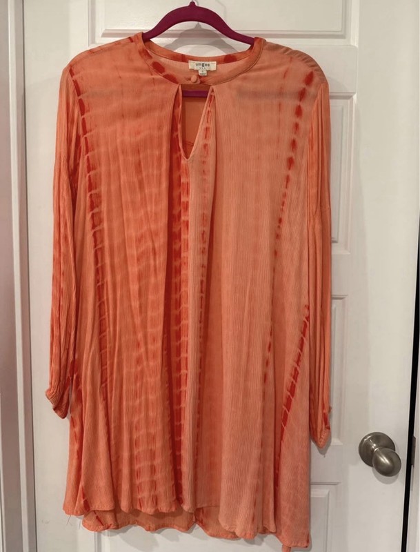 Umgee Coral Tie Dye Tunic Top Small Bell Sleeves