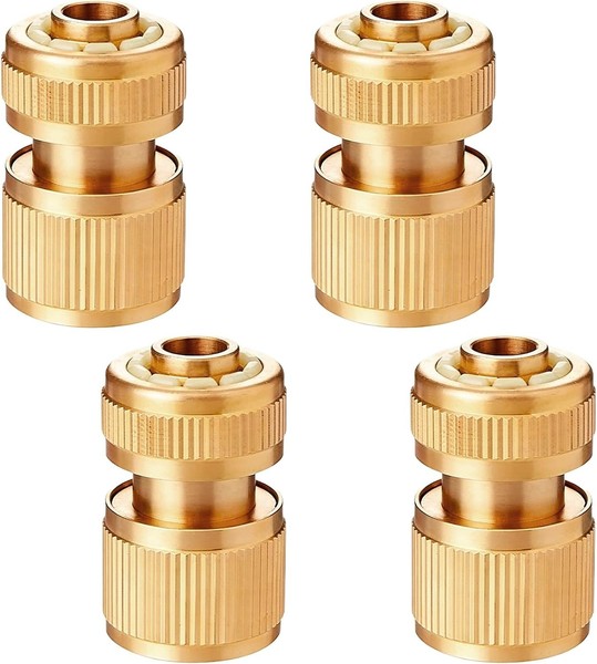 4 StüCk Gartenschlauch Schnellverbinder, 1/2 Zoll Messing Schnellschlauch, Endve-image