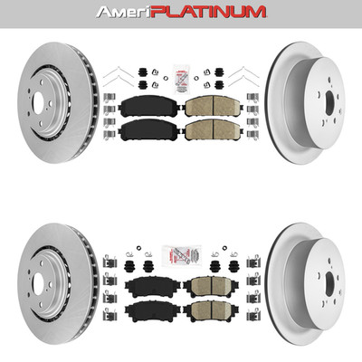 Front + Rear Brake Pads & Coated Rotors Fits 2011-2020 SIENNA HIGHLANDER RX350