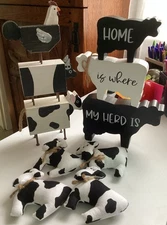 Lot Of Farmhouse Country Cow Decor - Bowl Fillers, Stacked Farm Animal Figures