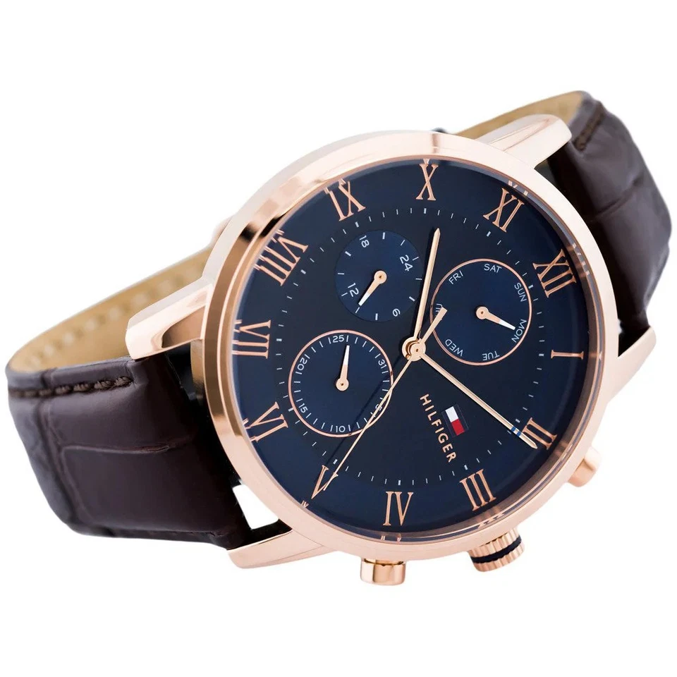 Tommy Hilfiger Brown Leather Blue Dial Men's Multi-function Watch - 1791399 - image 4 of 4
