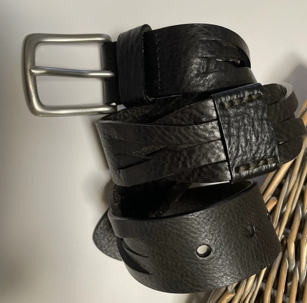 GAP Black White Striped Leather Belt Silver Buckle Indie Sleaze Y2K‎ Retro Sz S Gap Leather Black Belts for Women for sale | eBay main image 3