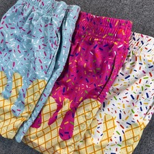 Lot of 3 Baseball Lifestyle 101 YXL Ice Cream Kids Shorts Sprinkle Print Party