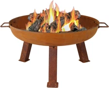 24-Inch Cast Iron Heavy-Duty Fire Pit for outside - Wood-Burning Outdoor Fire Pi