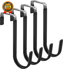 over the Door Hooks Single Hanger 4 Pack Fits Doors Black Heavy Duty Metal