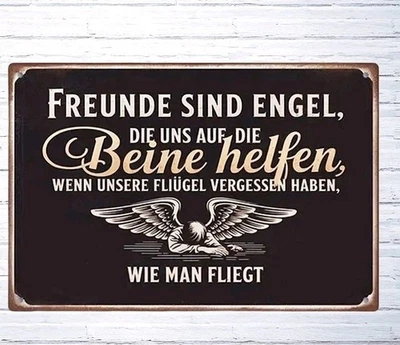 Blechschild Freundschaft Engel Freunde Geschenk lustig Spruch Plakat Deko - Bild 1 von 2