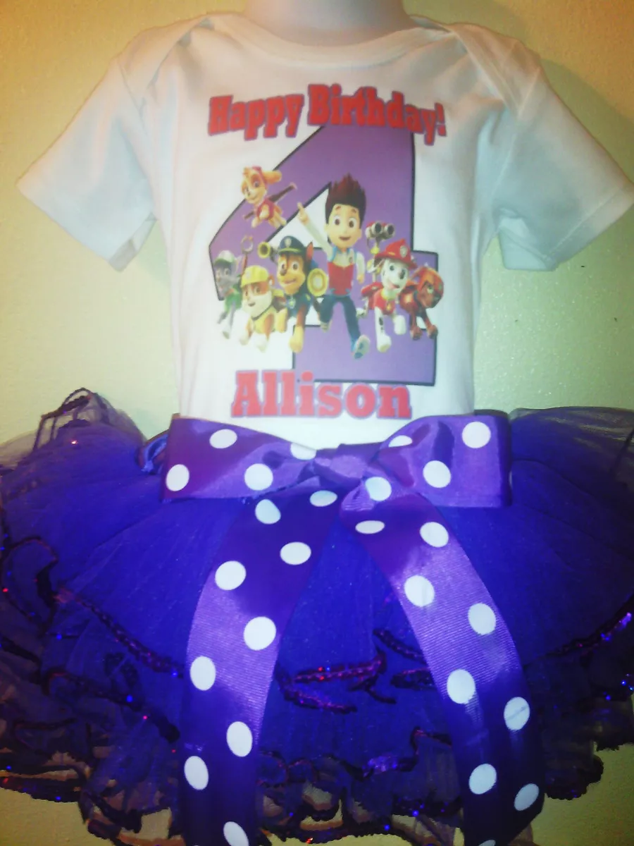 The PAW Patrol Dress NAME Birthday Number 2pc Purple 1T 2T 3T 4T 5T 6T 7T 8T