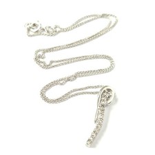 9ct White Gold Diamond Pendant Necklace Fancy Bar 41cm Long Chain 3.9g