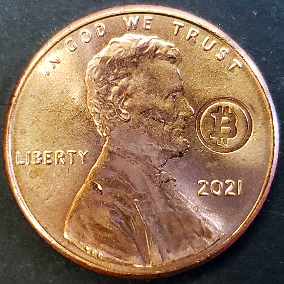 2021 Lincoln Shield Cent No Mint Mark BU Penny-Bitcoin Counterstamp Lucky  Coin!
