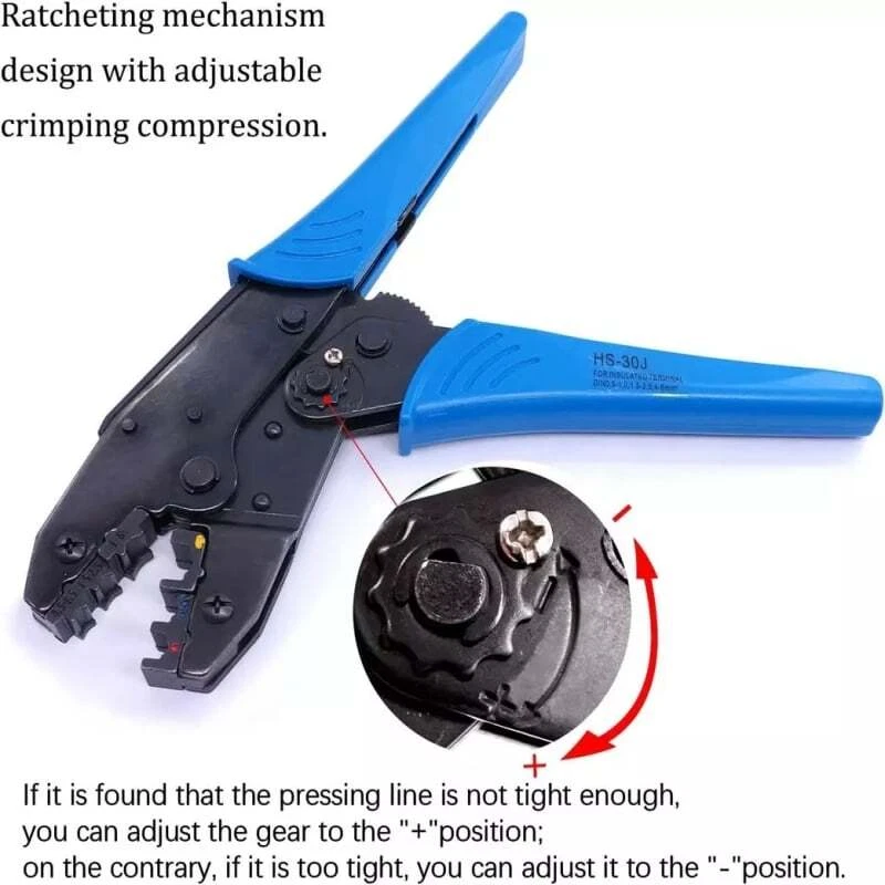 Kit de ferramentas de crimpagem catraca HS-30J terminais de extremidade de cabo alicate crimpador de fio - Imagem 4 de 4