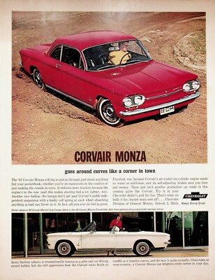 1963 Corviar Monza Pilot Betty Skelton Chevrolet - Vintage Print Advertisement
