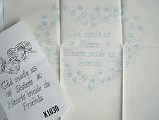 Tri Chem Embroidery Stamped Pillow Top Quilt BLock Picture God made us Sisters 